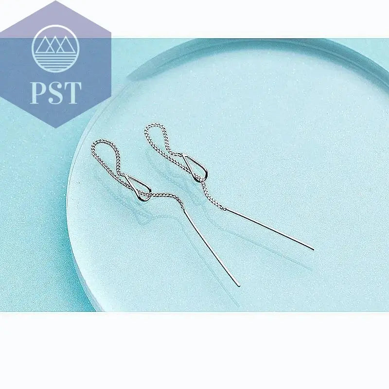 INZATT 925 Sterling Silver 6.3cm Long Tassel Chain Sticker Bar Dangle Drop Earrings For Women Fashion Jewelry Wedding Gift - PST PS Tradings