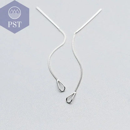 INZATT 925 Sterling Silver 6.3cm Long Tassel Chain Sticker Bar Dangle Drop Earrings For Women Fashion Jewelry Wedding Gift - PST PS Tradings