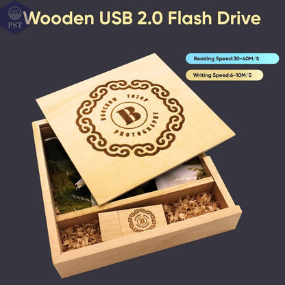 JASTER USB 2.0 Flash Drives Photography Wooden Photo Album Box Pen drive Free logo 16GB 32GB 64GB 128GB Creative gift USB stick       PST PS Tradings