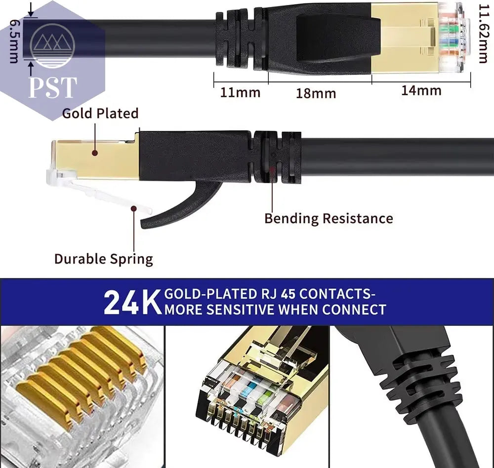 Katze 8 Ethernet Kabel LAN Netzwerk Cat8 Rj45 Geschwindigkeit Netzwerk Kabel 40Gbps 2000Mhz 26AWG 1M 2M 3M 5M 10M 20M 30M Für Router Modem PST PS Tradings  PST PS Tradings  PST PS Tradings