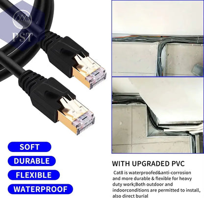 Katze 8 Ethernet Kabel LAN Netzwerk Cat8 Rj45 Geschwindigkeit Netzwerk Kabel 40Gbps 2000Mhz 26AWG 1M 2M 3M 5M 10M 20M 30M Für Router Modem PST PS Tradings  PST PS Tradings  PST PS Tradings