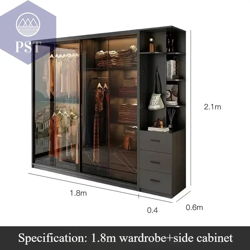 Kleiderschrank Modul Schrank Ankleide für Schlafzimmer Glasschrank PST PS Tradings Möbel PST PS Tradings 220x60x210cm PST PS Tradings