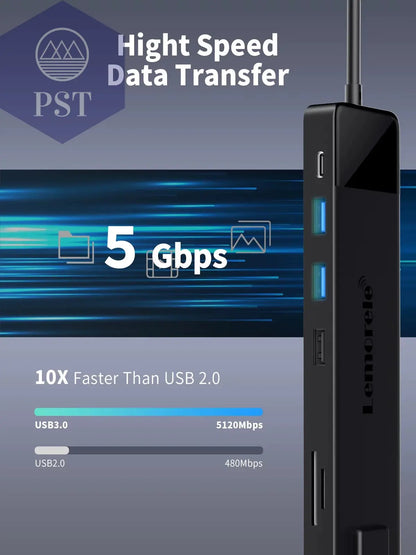 Lemorele 4K USB Hub USB C Auf Dual HDMI VGA Gigabit Dockingstation USB 3.0 VGA Adapter Sd-Kartenleser Für Windows Macbook Air PST PS Tradings  PST PS Tradings  PST PS Tradings
