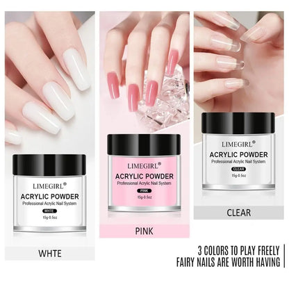 Limegirl Acrylic Powder Set Pink White Clear Acrylic Nail Kit for Nails Extension Professional Nail Art Acrylic Liquid Set  nail extension set     PST PS Tradings