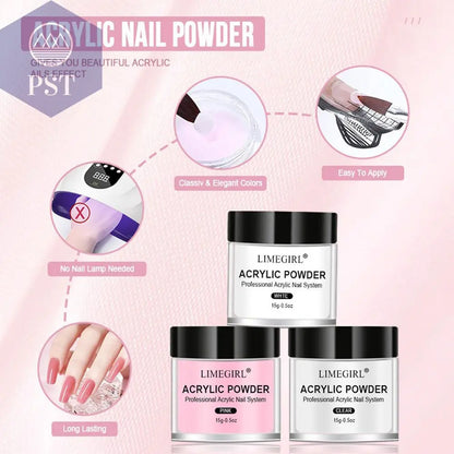 Limegirl Acrylic Powder Set Pink White Clear Acrylic Nail Kit for Nails Extension Professional Nail Art Acrylic Liquid Set  nail extension set     PST PS Tradings