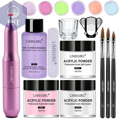 Limegirl Acrylic Powder Set Pink White Clear Acrylic Nail Kit for Nails Extension Professional Nail Art Acrylic Liquid Set  nail extension set     PST PS Tradings