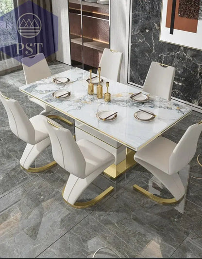 Luxuriöser Esstisch aus Marmor & Metall Set PST PS Tradings  PST PS Tradings 180-cm-table PST PS Tradings