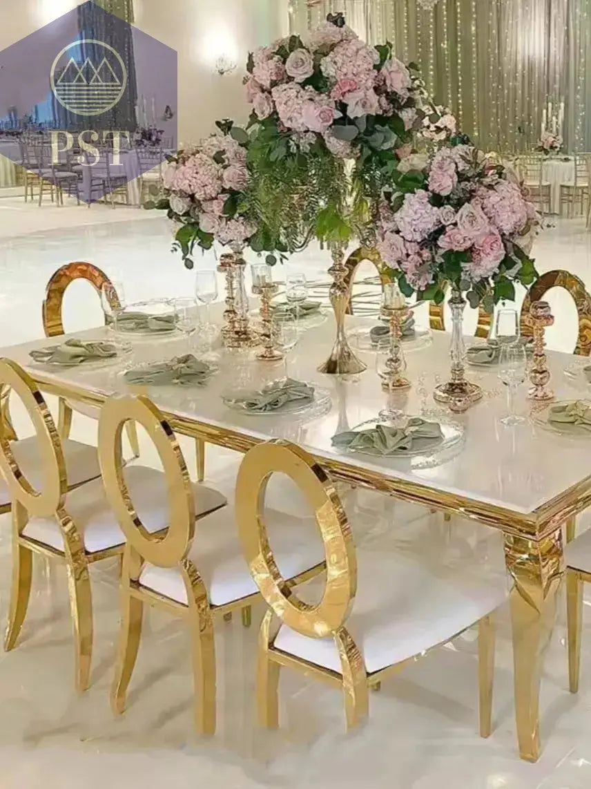 Moderne Esstisch und Stuhl Set Stühle Weiß Gold PST PS Tradings Möbel PST PS Tradings 10-chairs-1-table PST PS Tradings