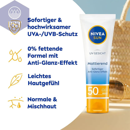 NIVEA SUN UV Sonnenschutz LSF 50 50ml Sonnencreme Sonnenmilch Gesicht PST PS Tradings  PST PS Tradings  PST PS Tradings