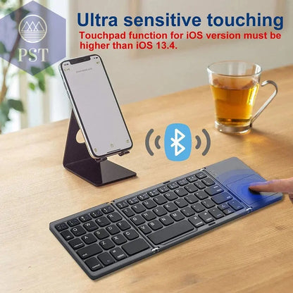New Portable Mini Three Folding Bluetooth Keyboard Wireless Foldable Touchpad Keypad for IOS Android Windows ipad Tablet - PST PS Tradings