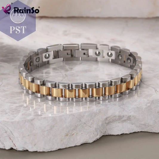 RainSo 99.999% Reinem Germanium Armband für Frauen Korea Beliebte Edelstahl Gesundheit Magnetische Germanium Energie Paar Schmuck  Modeschmuck     PST PS Tradings