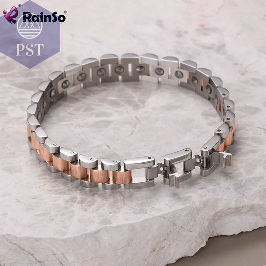 RainSo 99.999% Reinem Germanium Armband für Frauen Korea Beliebte Edelstahl Gesundheit Magnetische Germanium Energie Paar Schmuck  Modeschmuck     PST PS Tradings