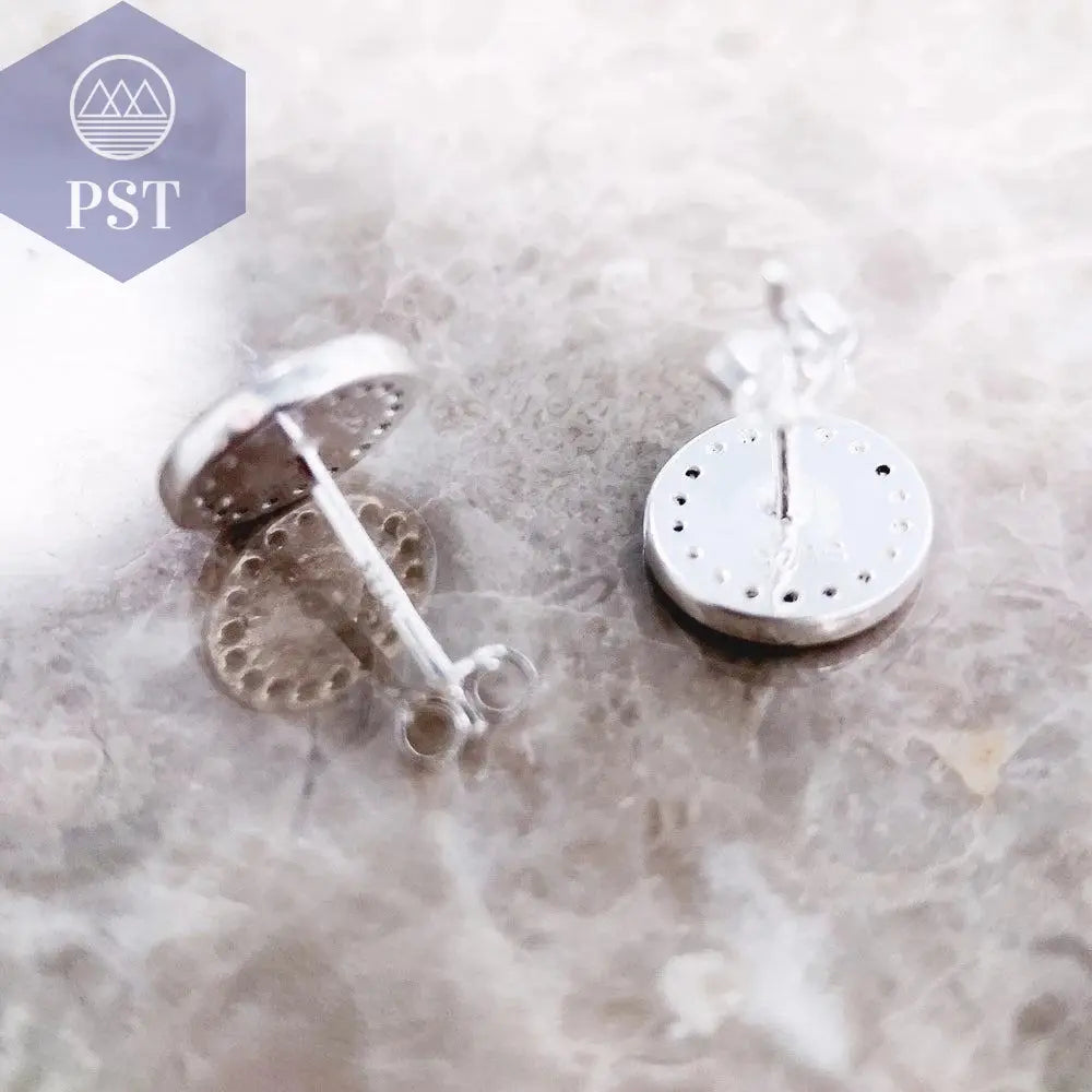 Round Black Small Stud Earrings Europe Style Fine Good Jewerly For Women Brand New Gift In Real 925 Sterling Silver - PST PS Tradings