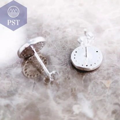 Round Black Small Stud Earrings Europe Style Fine Good Jewerly For Women Brand New Gift In Real 925 Sterling Silver - PST PS Tradings