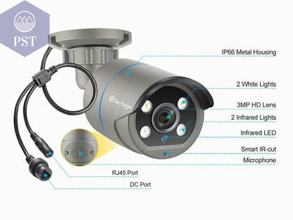 Techage 8CH HD 4MP POE NVR Kit CCTV Security System H.265 Face Detect Outdoor Two-way Audio IP Camera P2P Video Surveillance Set - Property & Safety Tradings
