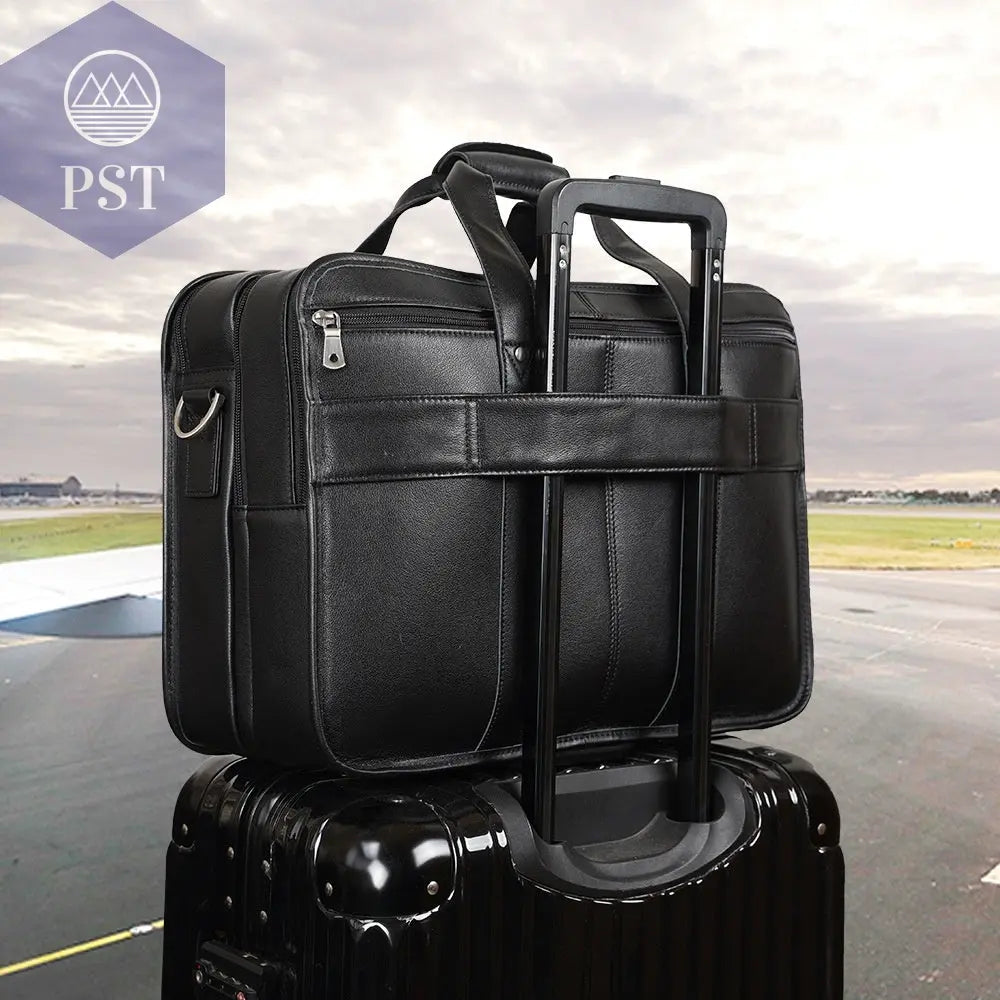 Tiding Leather Leather Business First Layer Cowhide 17-inch Laptop Bag  bag     PST PS Tradings