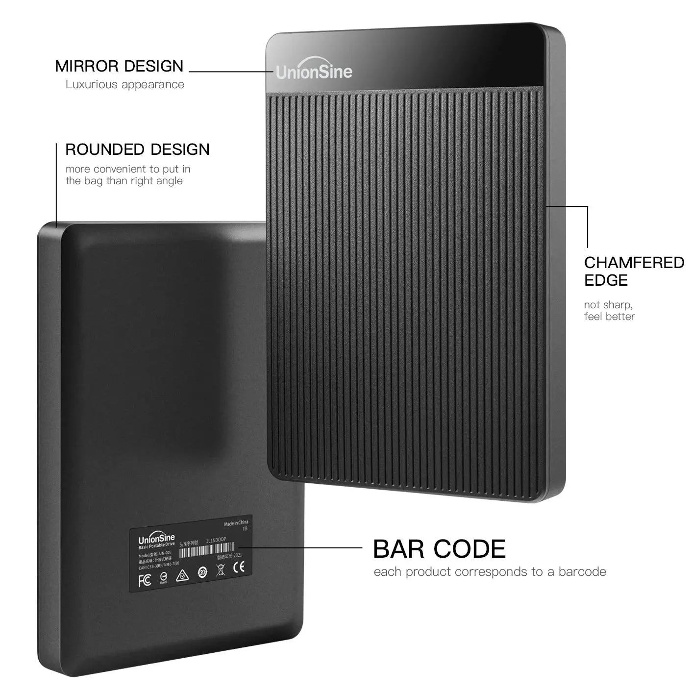 UnionSine HDD 2.5'' Portable External Hard Drive 2tb/1tb/500gb/750gb USB3.0 Storage Compatible for PC,Mac,Desktop,MacBook,Xbox - PST PS Tradings