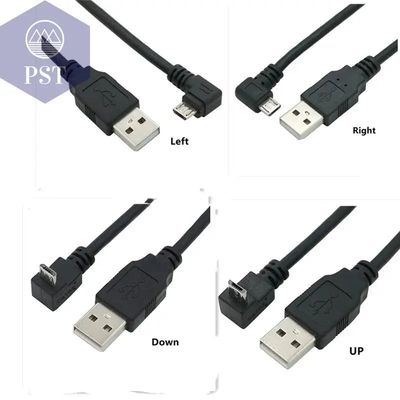 Up & Down & Left & Right Angled 90 Degree USB Micro USB Male to USB male Data Charge connector Cable 25cm 50cm for Tablet 5ft 1m - PST PS Tradings