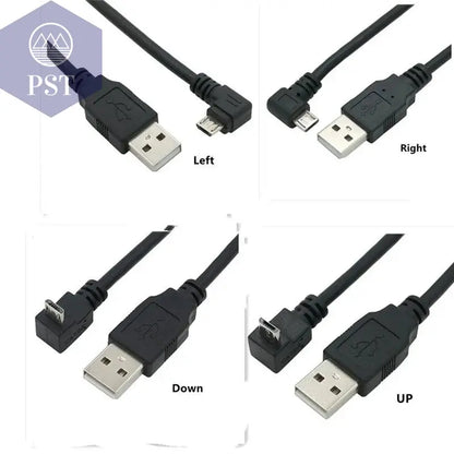Up & Down & Left & Right Angled 90 Degree USB Micro USB Male to USB male Data Charge connector Cable 25cm 50cm for Tablet 5ft 1m - PST PS Tradings