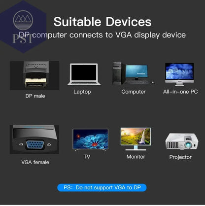 Vention Displayport to VGA Adapter 1080P Display Port Male to VGA Female Audio Converter for Projector HDTV DVDMonitor DP to VGA - Property & Safety Tradings