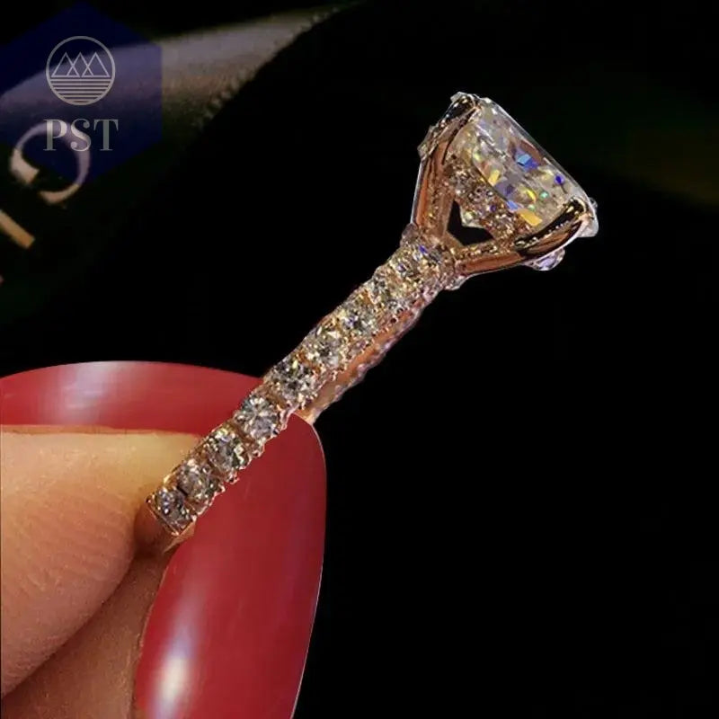 Verlobungsring Wedding Rings For Women Princess Luxury Propose Engagement Bridal Jewelry Cubic Zirconia Round Stone - PST PS Tradings