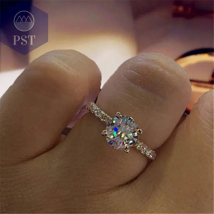 Verlobungsring Wedding Rings For Women Princess Luxury Propose Engagement Bridal Jewelry Cubic Zirconia Round Stone - PST PS Tradings