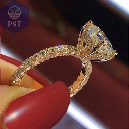 Verlobungsring Wedding Rings For Women Princess Luxury Propose Engagement Bridal Jewelry Cubic Zirconia Round Stone - PST PS Tradings