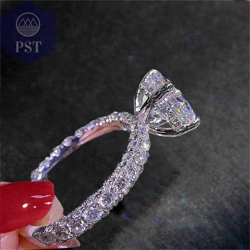 Verlobungsring Wedding Rings For Women Princess Luxury Propose Engagement Bridal Jewelry Cubic Zirconia Round Stone - PST PS Tradings