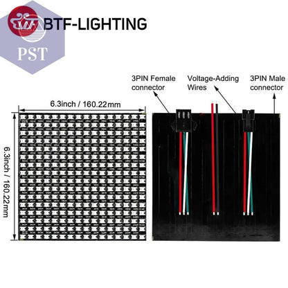 WS2812B RGB LED Panel Screen 8x8 16x16 8x32 256 Pixels Digital Flexible Programmed Individually Addressable Full Color DC5V       PST PS Tradings