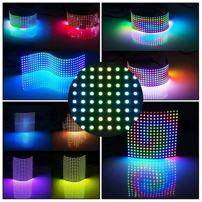 WS2812B RGB LED Panel Screen 8x8 16x16 8x32 256 Pixels Digital Flexible Programmed Individually Addressable Full Color DC5V       PST PS Tradings