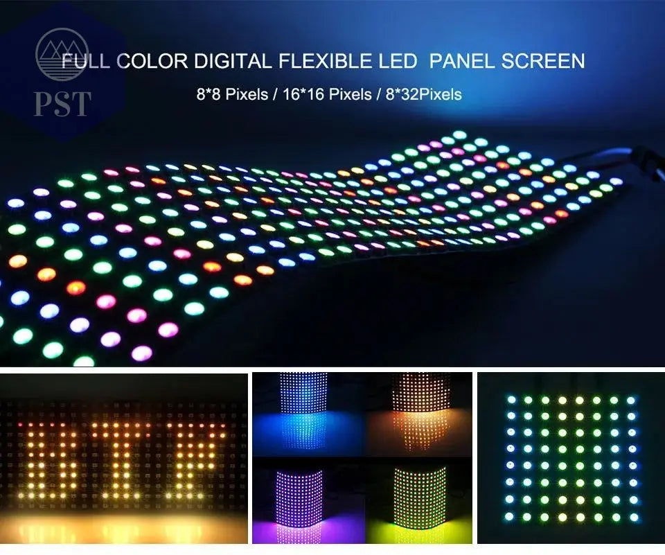 WS2812B RGB LED Panel Screen 8x8 16x16 8x32 256 Pixels Digital Flexible Programmed Individually Addressable Full Color DC5V       PST PS Tradings