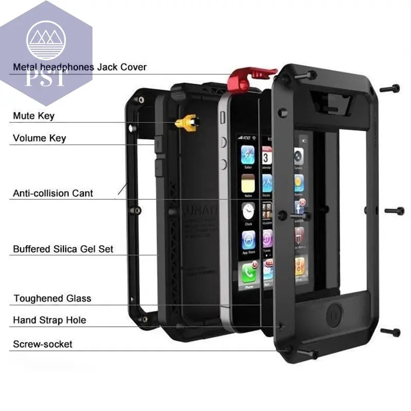 Waterproof Metal Phone Case For iPhone       PST PS Tradings