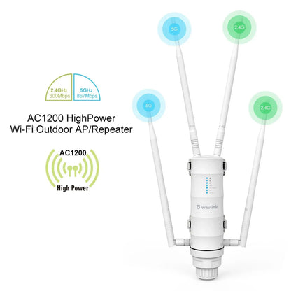 Wavlink N300 High Power Outdoor Weatherproof 30dbm Wireless Wifi Router/AP Repeater/Extender 2.4G 15KV Outer Detachable Antenna - PST PS Tradings