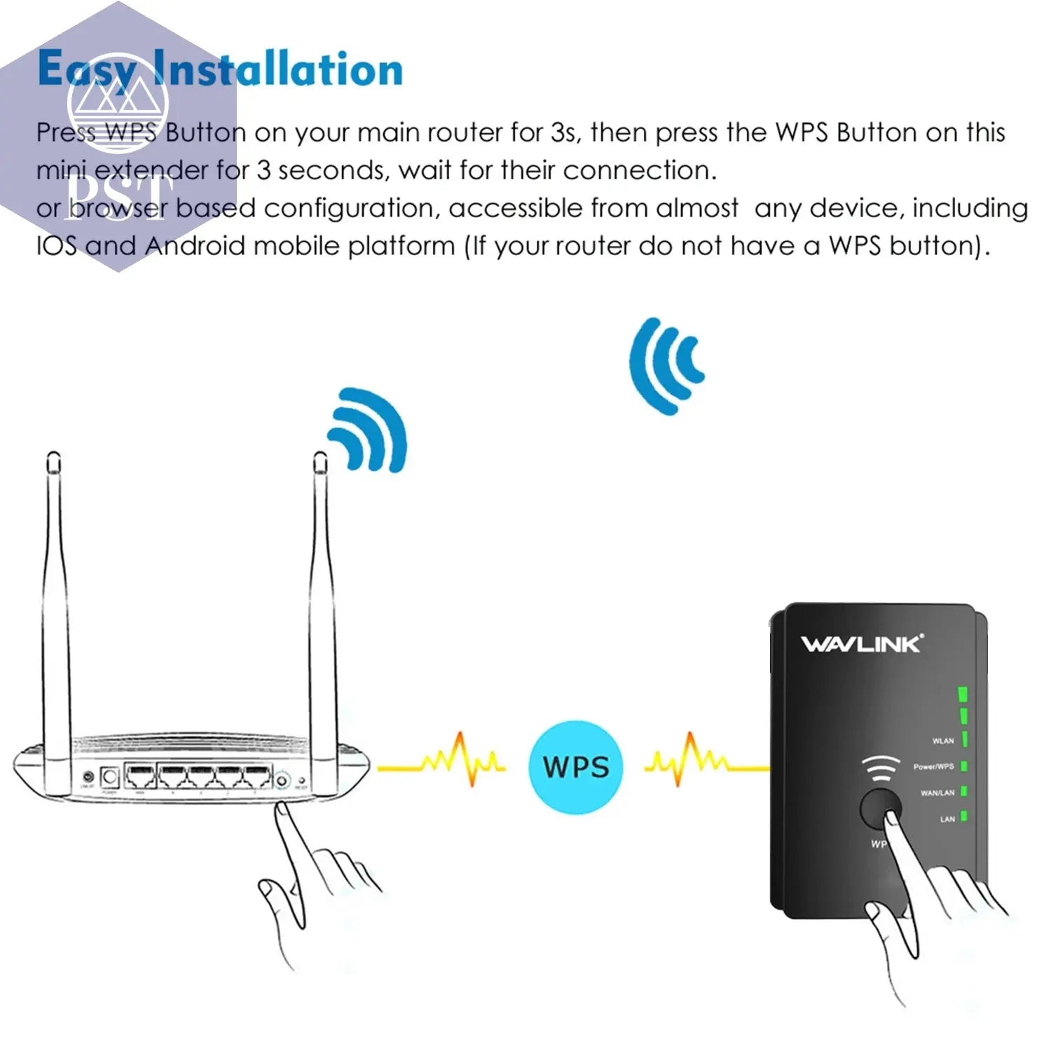 Wavlink N300 WLAN Repeater WiFi Extender AP 300Mbps Repeater WPS Funktion PST PS Tradings  PST PS Tradings  PST PS Tradings Wavlink N300 WLAN Repeater WiFi Extender AP 300Mbps Repeater WPS Funktion