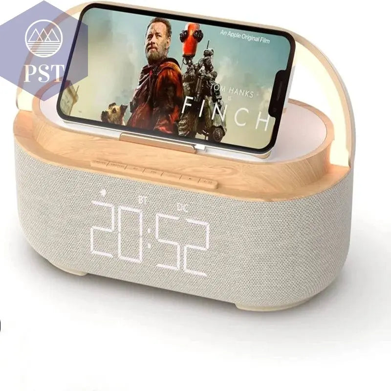 Wireless Fast Charge Digital Alarm Clock Bluetooth Speaker Snooze LED Display Bedroom Light Wireless Speaker Charging Stationr - Property & Safety Tradings