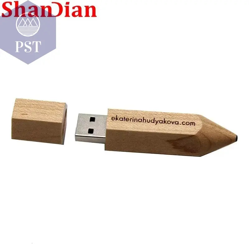 Wooden Pencil USB Flash Drives Free Custom Logo Pen Drive Maple Wood Real Capacity Memory Stick 64GB/32GB/16GB/8G/4G Gift U Disk - PST PS Tradings