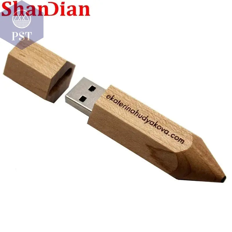 Wooden Pencil USB Flash Drives Free Custom Logo Pen Drive Maple Wood Real Capacity Memory Stick 64GB/32GB/16GB/8G/4G Gift U Disk - PST PS Tradings