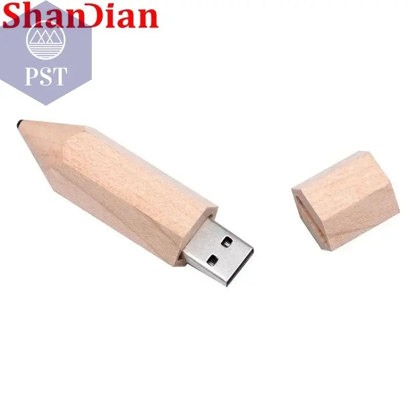 Wooden Pencil USB Flash Drives Free Custom Logo Pen Drive Maple Wood Real Capacity Memory Stick 64GB/32GB/16GB/8G/4G Gift U Disk - PST PS Tradings
