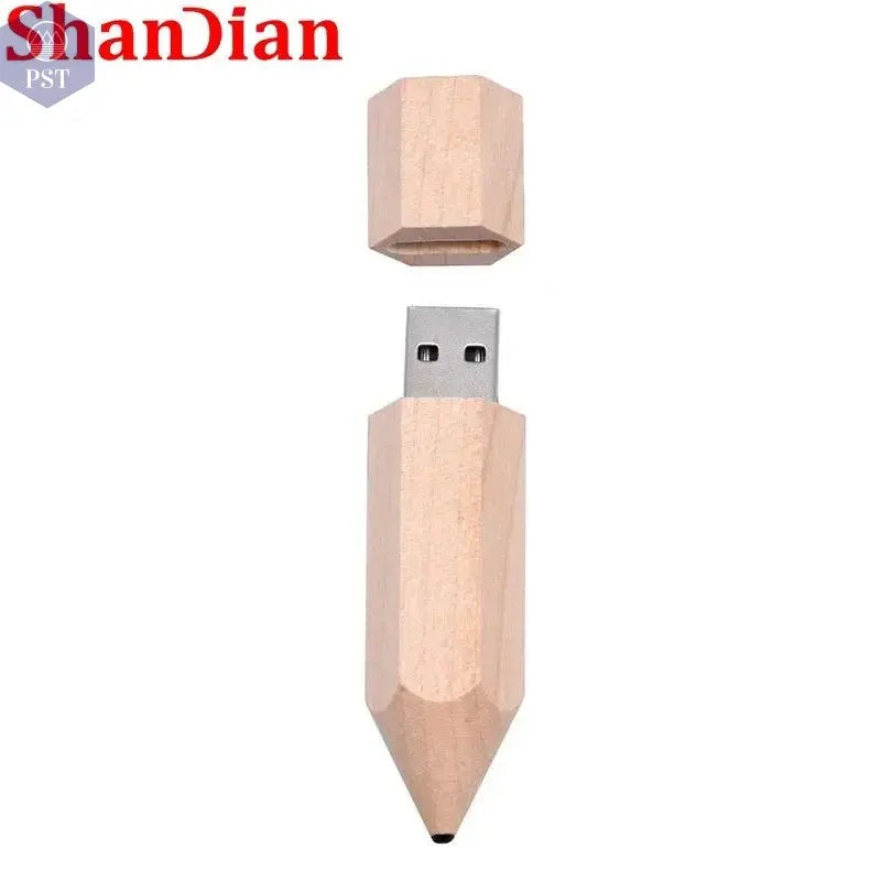 Wooden Pencil USB Flash Drives Free Custom Logo Pen Drive Maple Wood Real Capacity Memory Stick 64GB/32GB/16GB/8G/4G Gift U Disk - PST PS Tradings